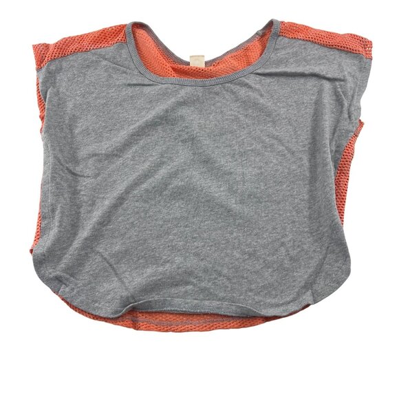 Roxy Women's Mesh Overlay Top Small Gray & Coral oversized - Picture 1 of 4